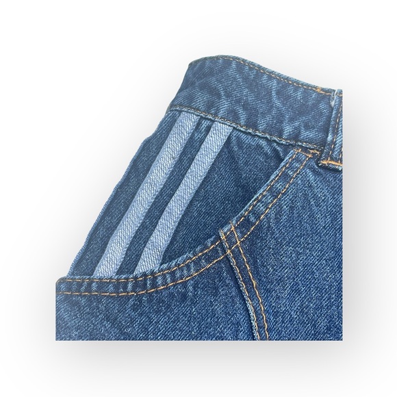 VHTF: new adidas originals x Ivy Park ᯾ Beyoncé Denim Mini Skirt ᯾ Dark Stripe M - Picture 8 of 17